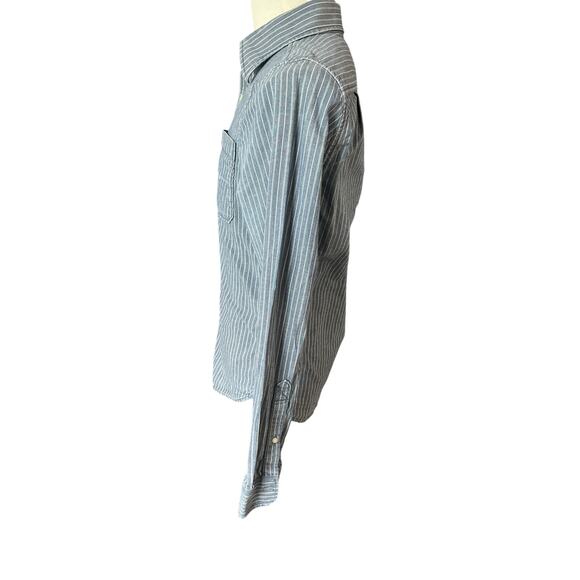 Abercrombie & Fitch Muscle Denim Striped Button Up Shirt Men's Size S Irregular - Picture 5 of 11